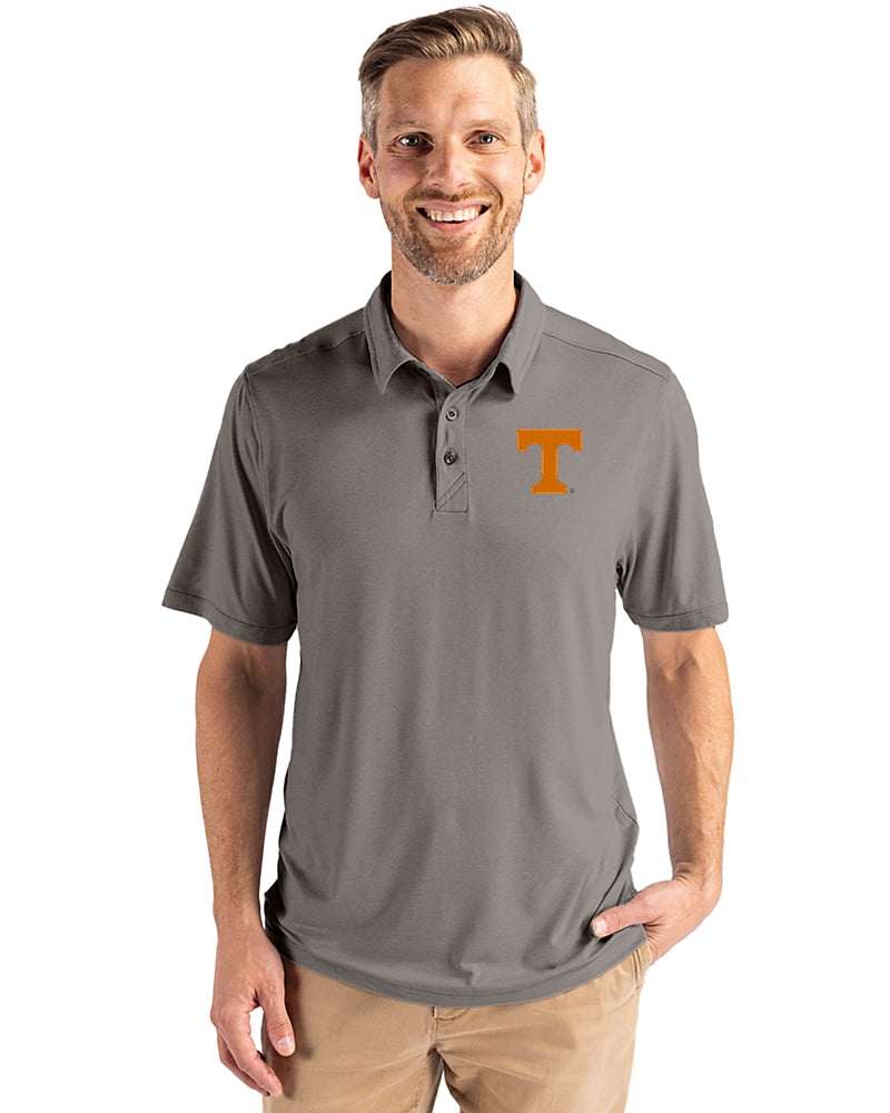 Cutter & Buck Men's Tennessee Volunteers Coastline Recycled Double Peached Polo in Elemental Grey