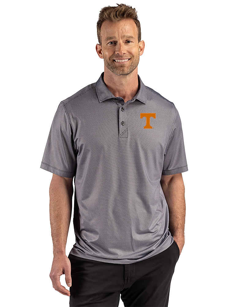 Tennessee Volunteers College Vault - Cutter & Buck Virtue Forge Recycled Fine Line Four Way Stretch Polo in Elemental Black