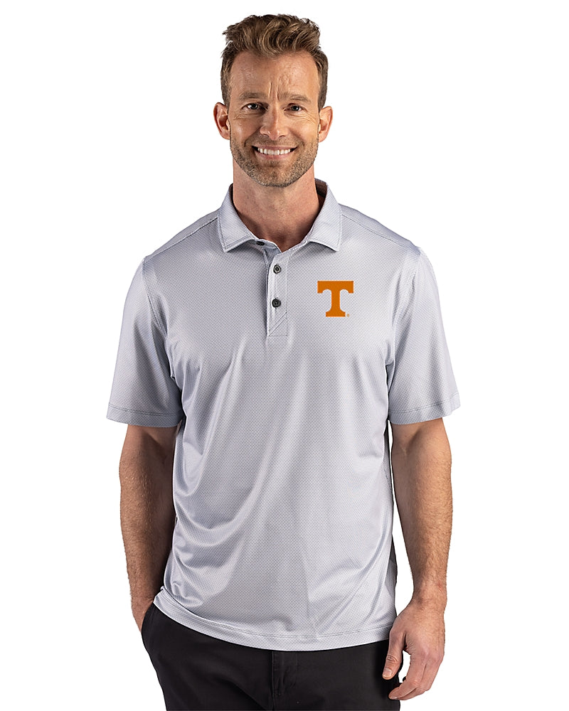Tennessee Volunteers College Vault - Cutter & Buck Virtue Forge Recycled Fine Line Four Way Stretch Polo in Elemental Grey