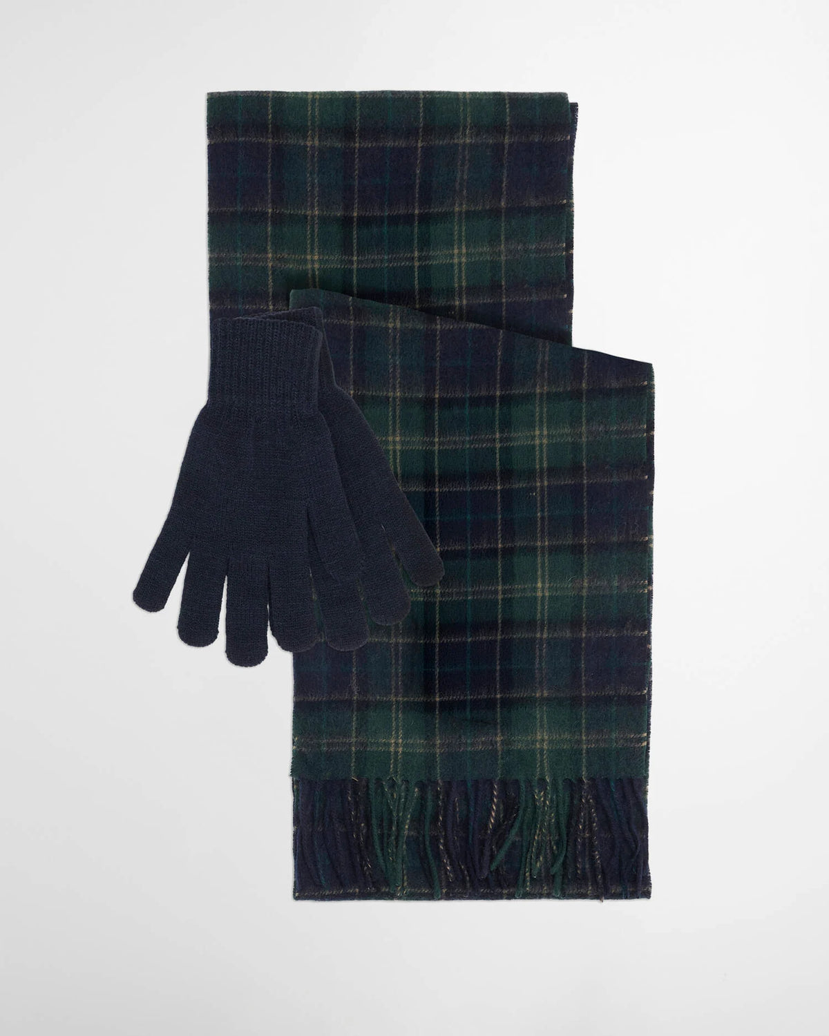 Barbour Tartan Scarf & Glove Gift Set in Green Loch Tartan