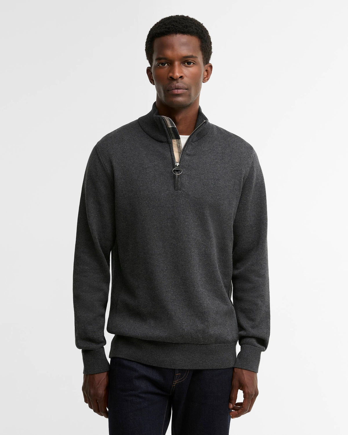 Barbour Cotton Quarter-Zip Jumper in Charcoal