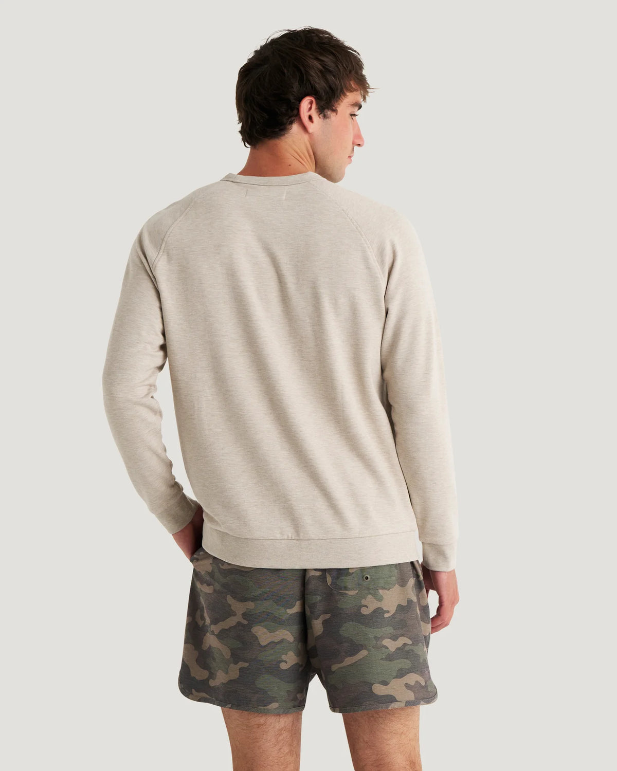 Free Fly Men's Bamboo Lightweight Fleece Crew in Heather Dessert Sand