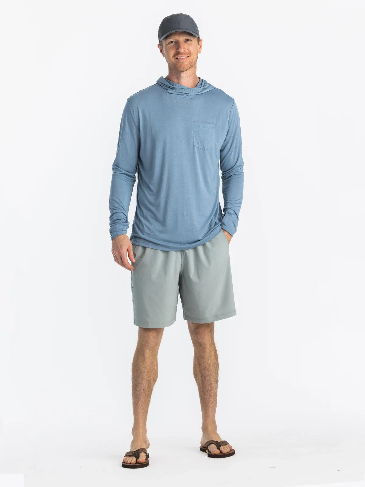 Free Fly Men's Bamboo Lightweight Hoodie in Blue Fog