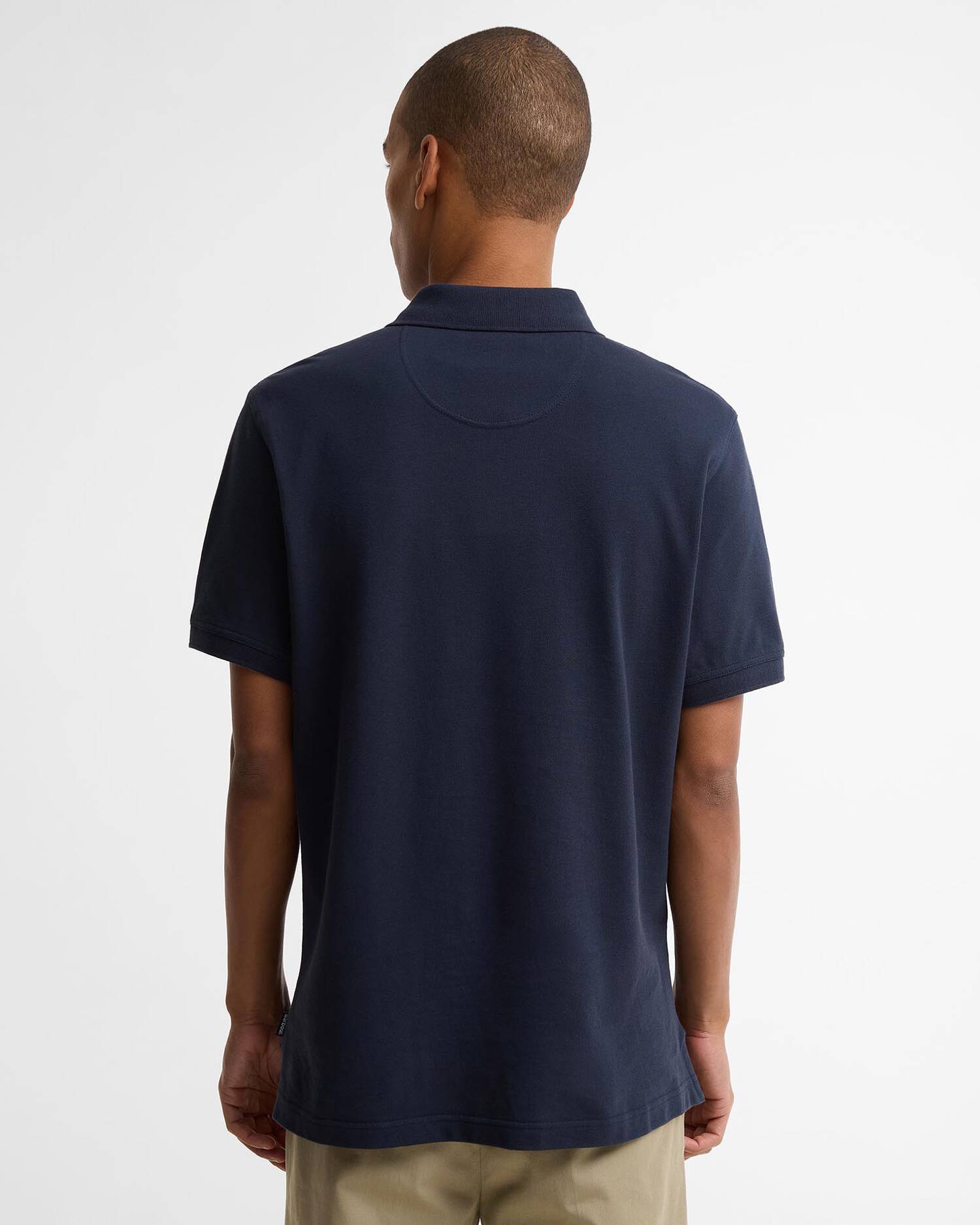 Barbour Reston Tartan Trim Tailored Polo Shirt in Navy