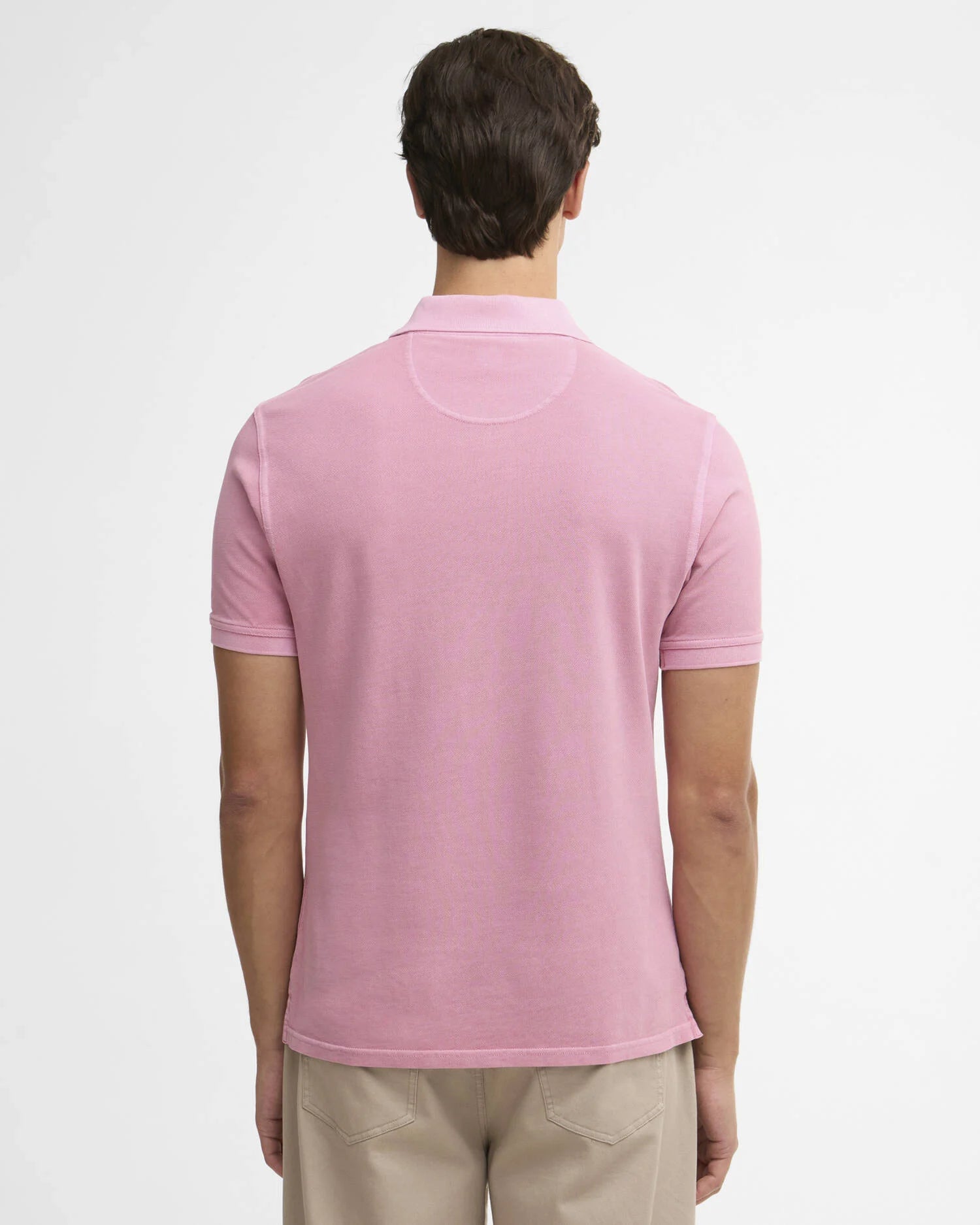 Barbour Washed Tartan Tailored Pique Polo in Washed Pink