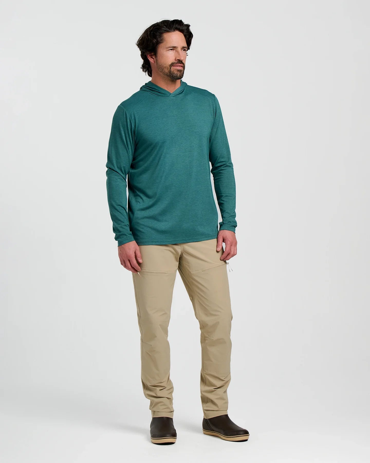 Free Fly Men's Bamboo Shade Hoodie in Heather Sea Pine