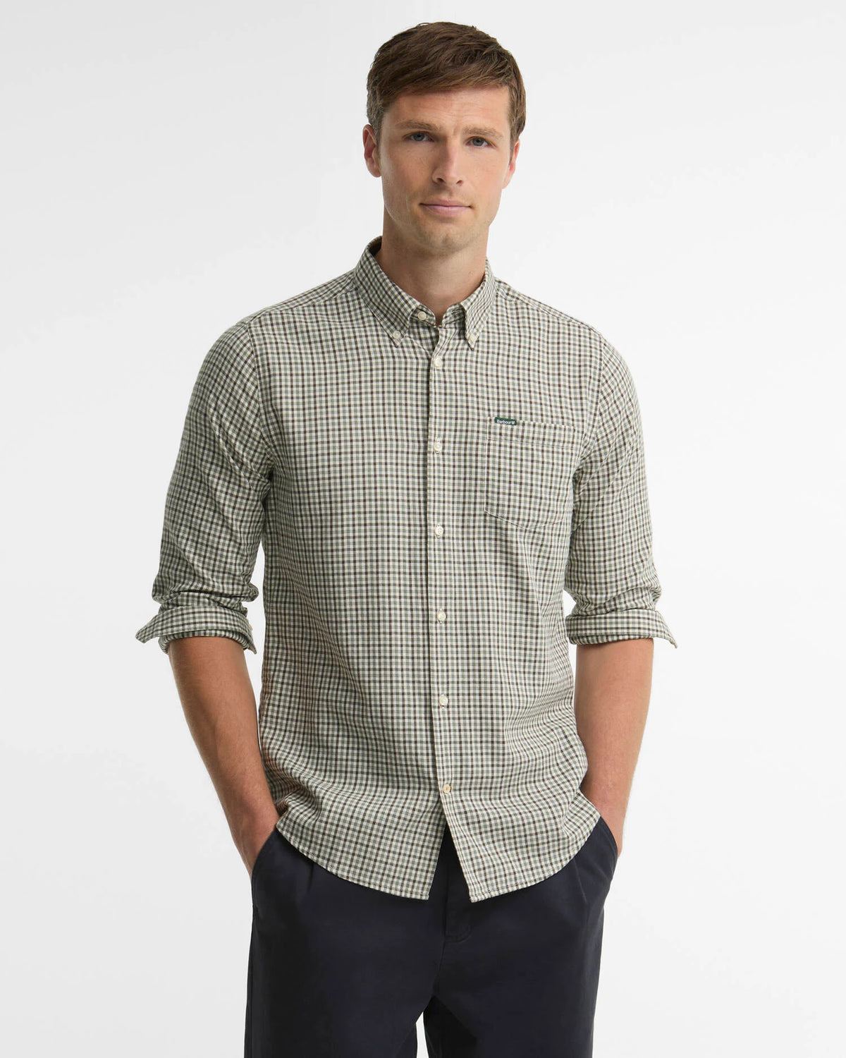 Barbour Padshaw Tailored Long-Sleeved Shirt in Olive