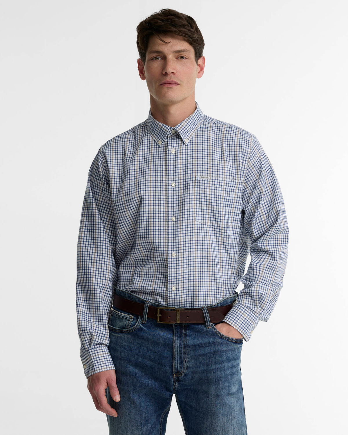 Barbour Henderson Thermo Weave Long-Sleeved Shirt in Deep Blue