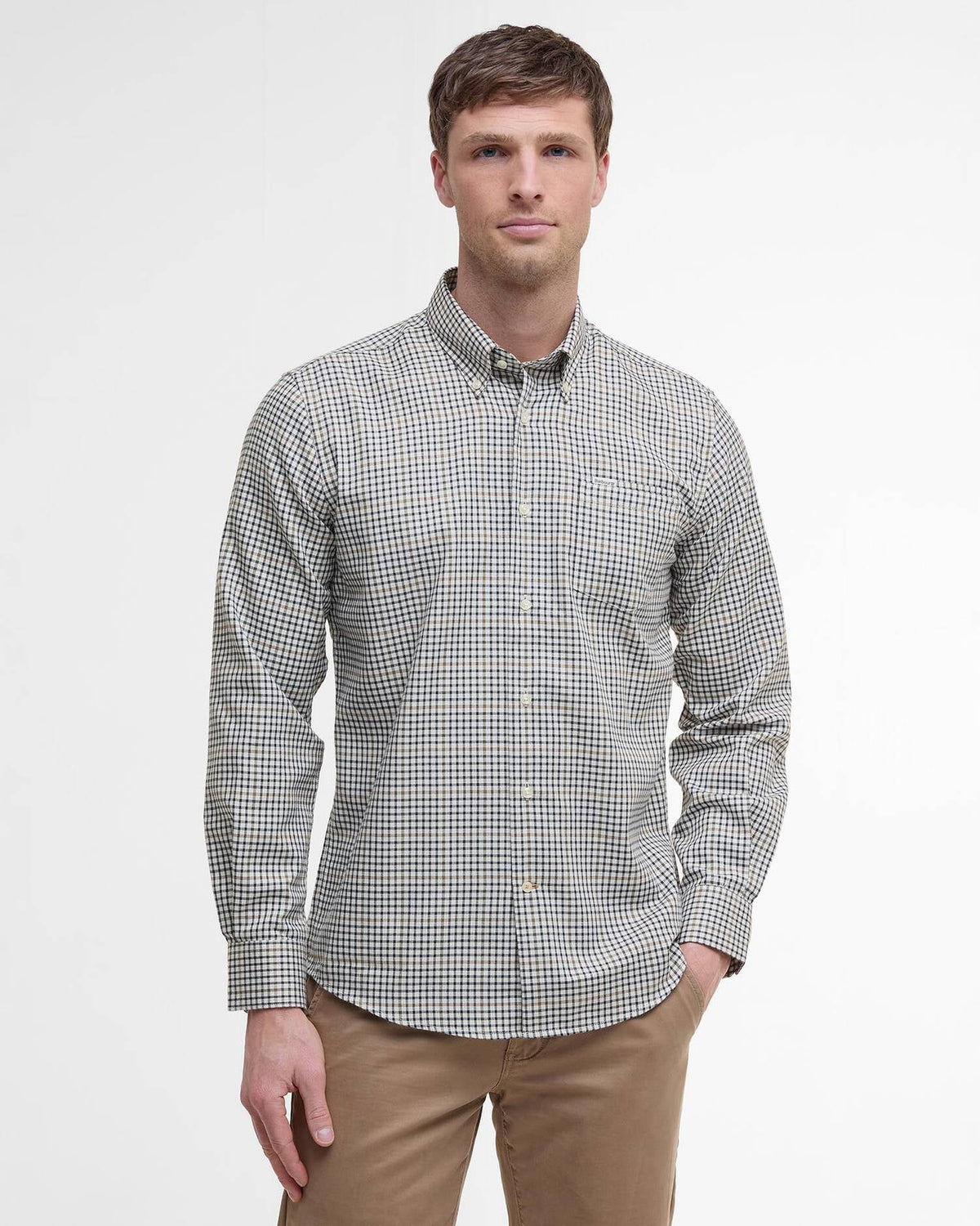Barbour Henderson Thermo Weave Long-Sleeved Shirt in Whisper White