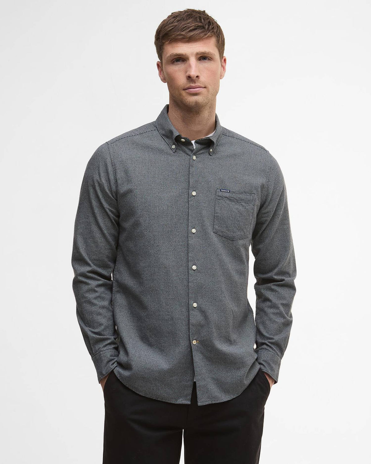 Barbour Turner Tailored Long-Sleeved Shirt in Grey Marl