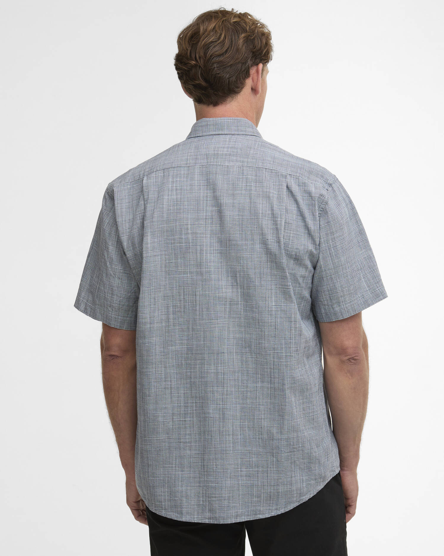 Barbour Fleming Linen Blend Regular Short-Sleeved Shirt in Navy