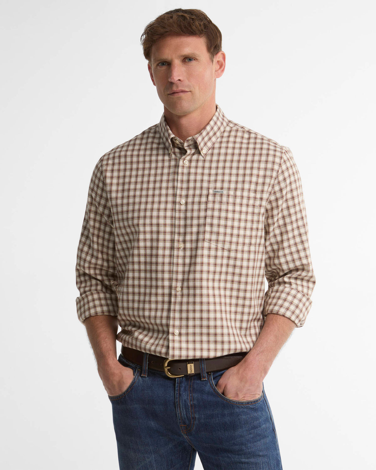 Barbour Cliff Regular-Fit Long-Sleeved Shirt in Dark Bordeaux