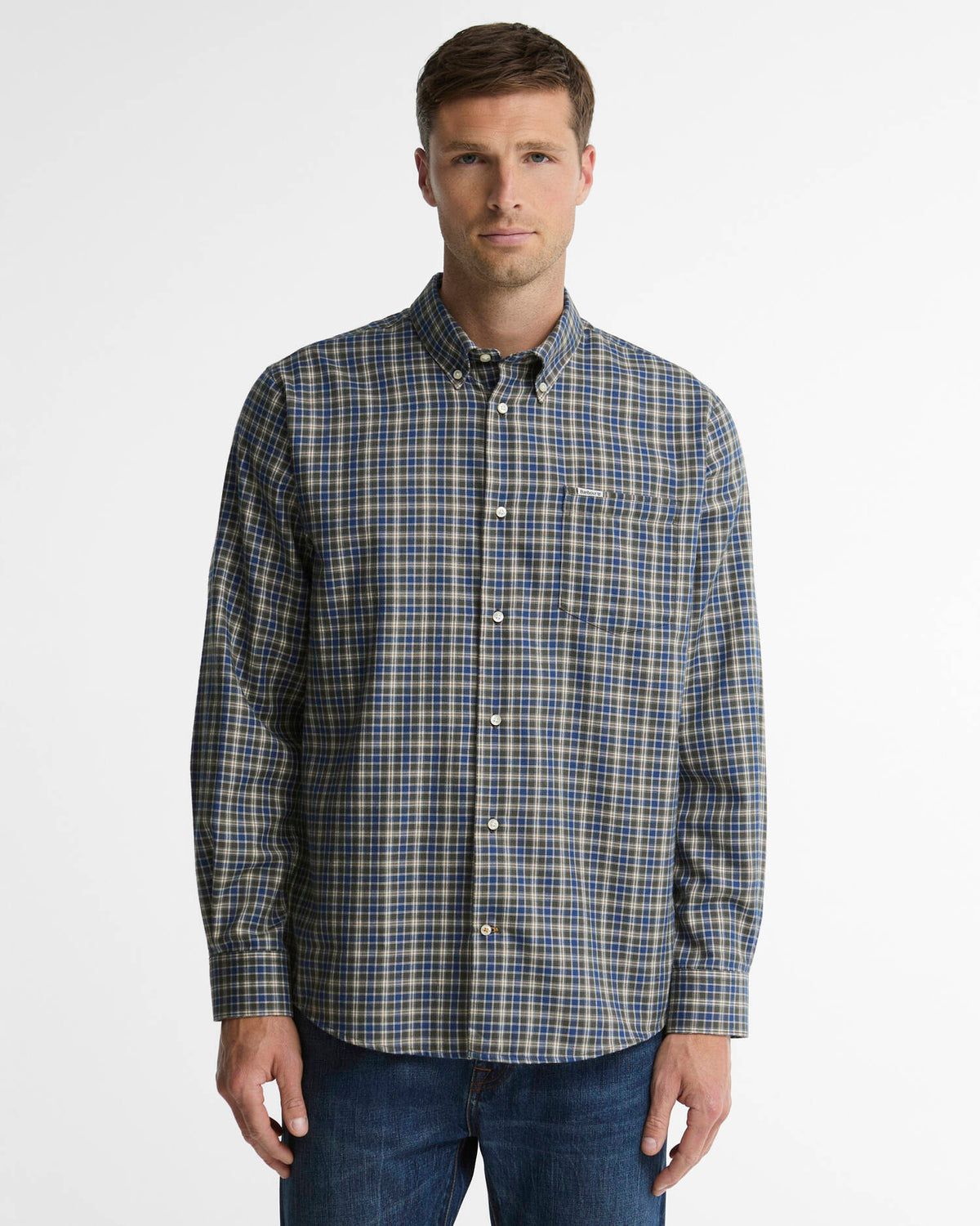 Barbour Dishford Thermo-Weave Regular Fit Long-Sleeved Shirt in Olive