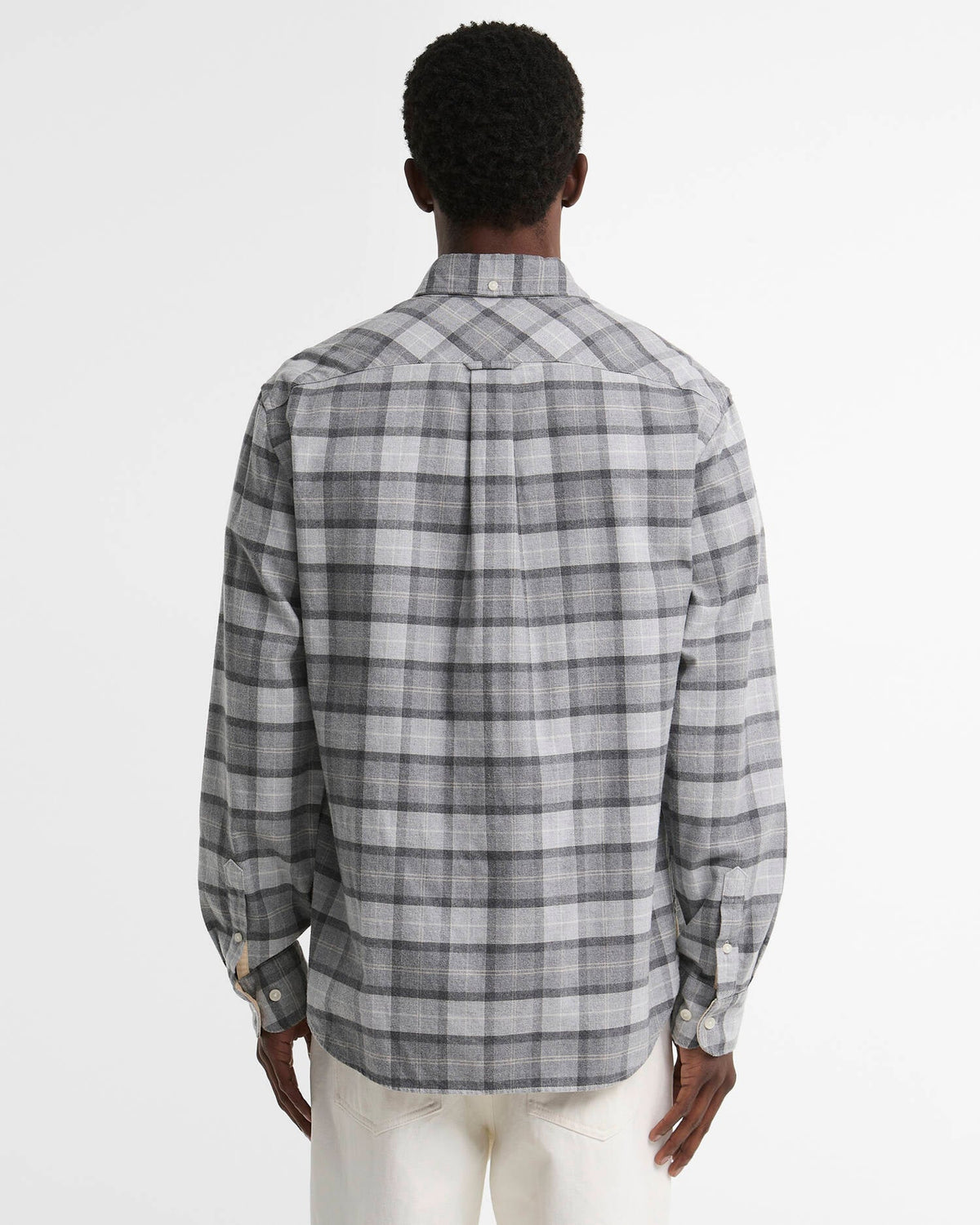 BarbourMineral Tartan Authentic-Fit Long-Sleeved Shirt in Ice Granite