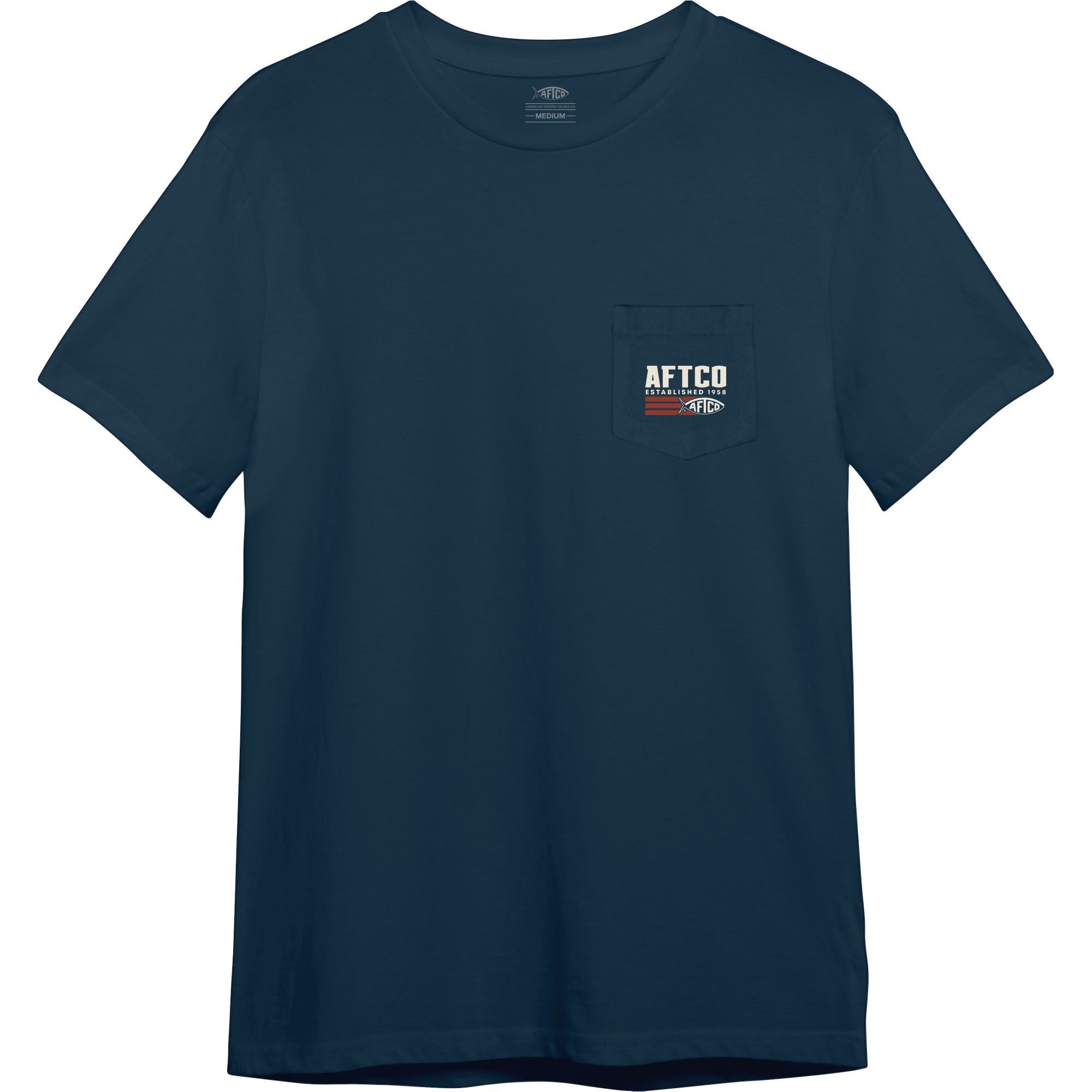 Aftco Strype Short Sleeve Fishing Tee in Naval