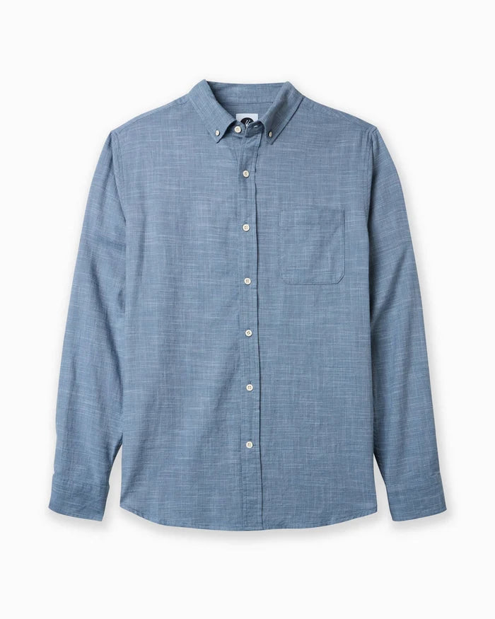 Toes On The Nose Breezeway | Long Sleeve Button-Up in Stone Blue