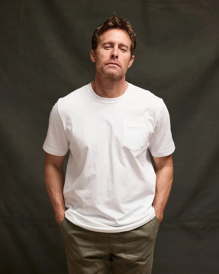 Toes On The Nose The Classic | Garment Dyed Pocket T-Shirt in White