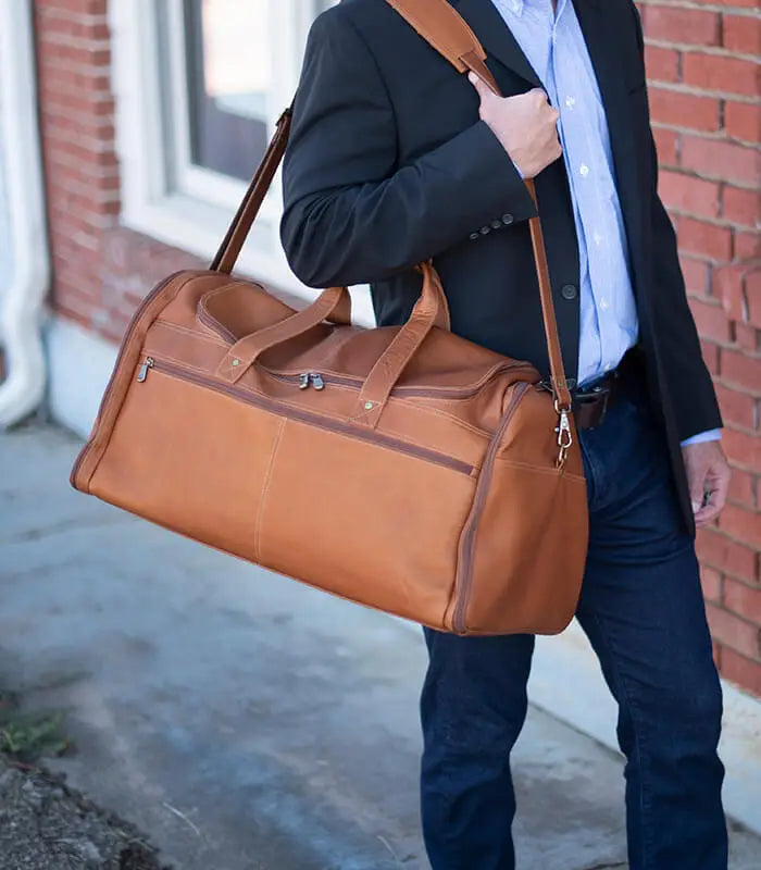 Sarge Mendoza Large Leather Duffle Bag With U-Shape Zipper
