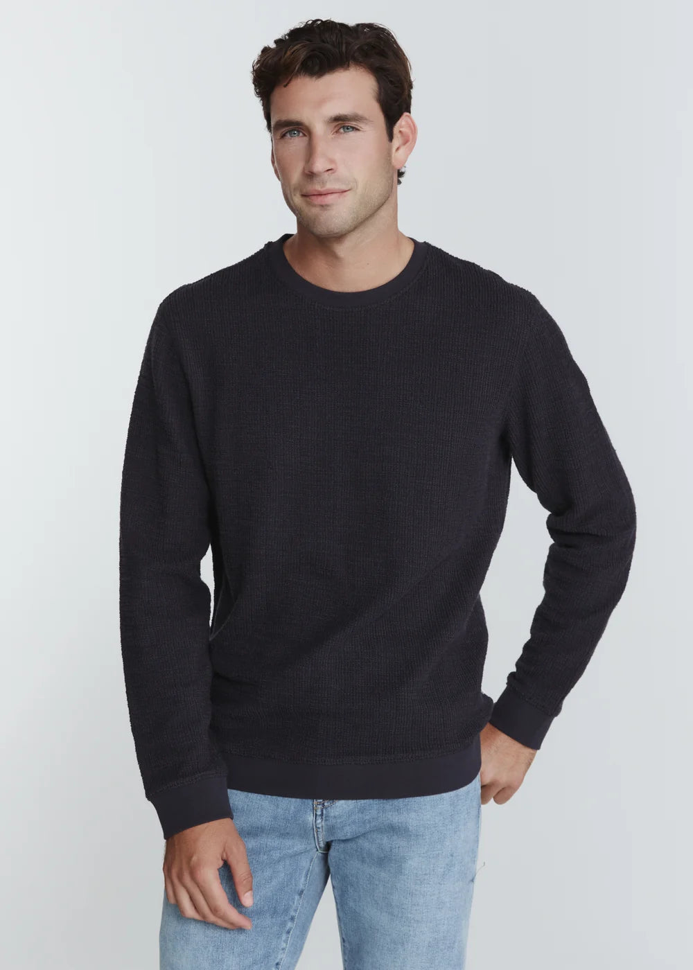 7DIAMONDS Monterey Oversized Textured Sweatshirt in Navy