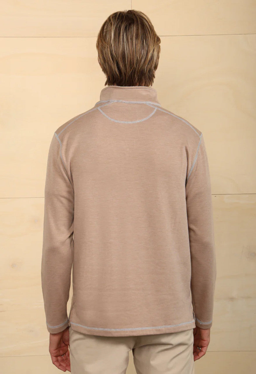 True Grit Sea Ranch Fleece 1/4 Zip Pullover in Dark Rye