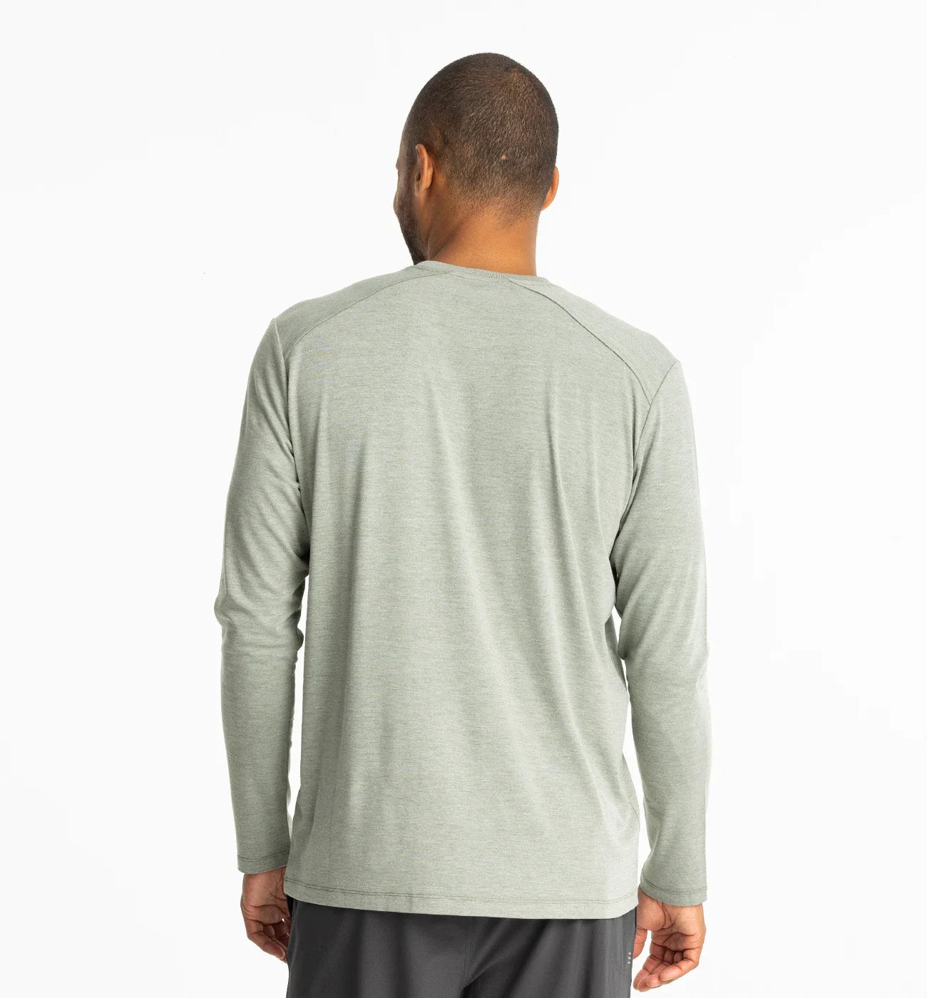 Free Fly Men's Bamboo Shade Long Sleeve in Heather Agave Green
