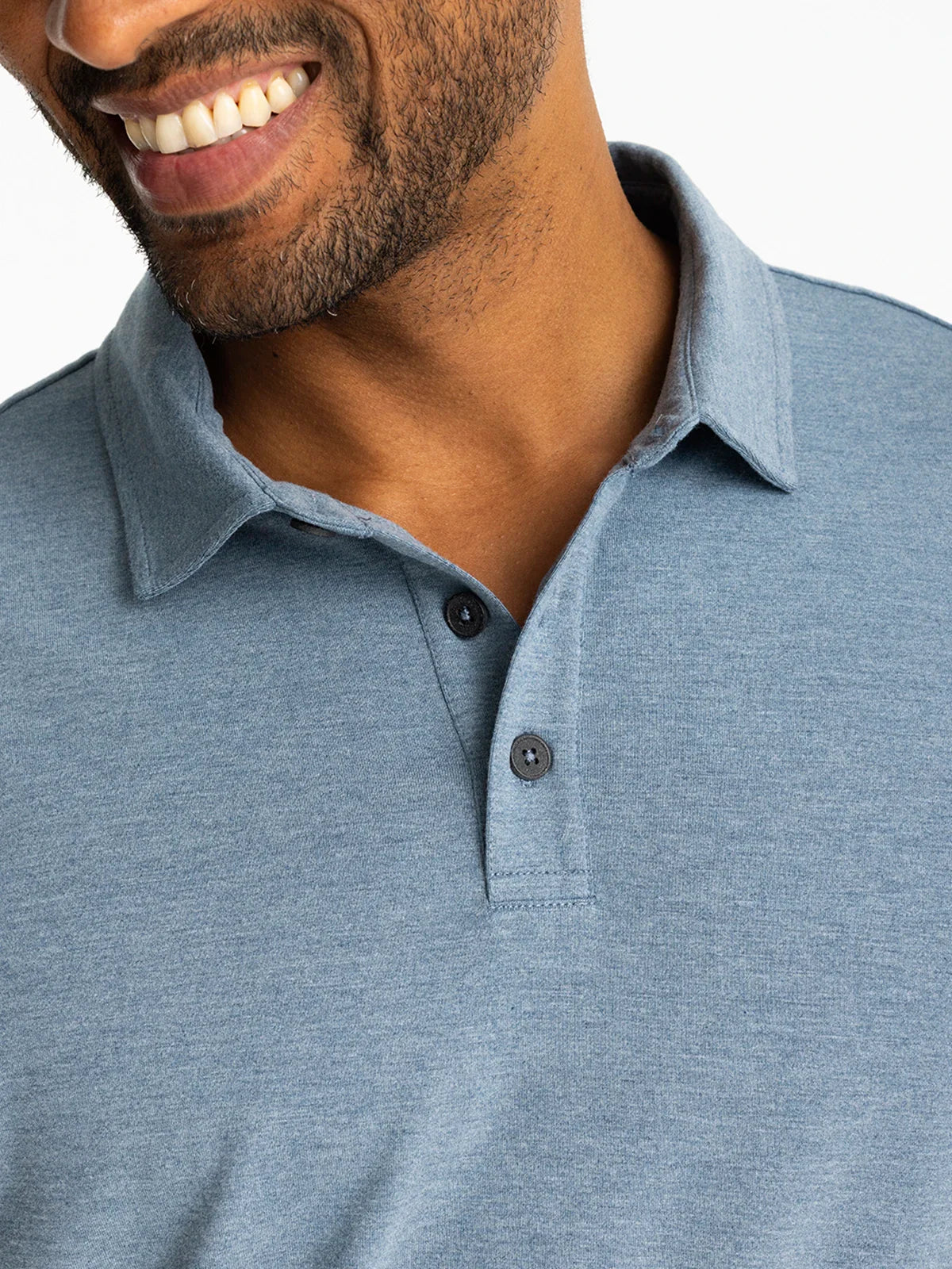 Free Fly Men's Bamboo Flex Polo II in Heather Deepwater