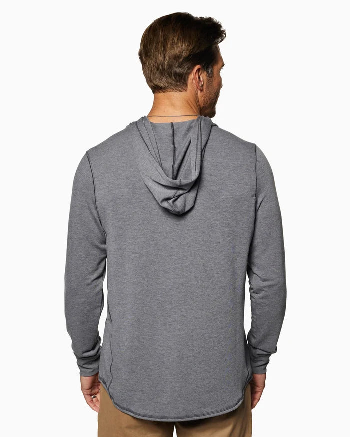 Toes On The Nose Schooner Long Sleeve Hoodie in Dark Heather Grey