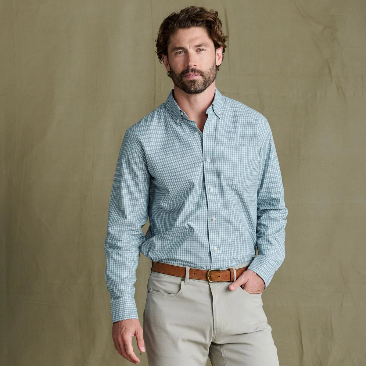Tom Beckbe Ensley Pinpoint Oxford Shirt in Gray Mist