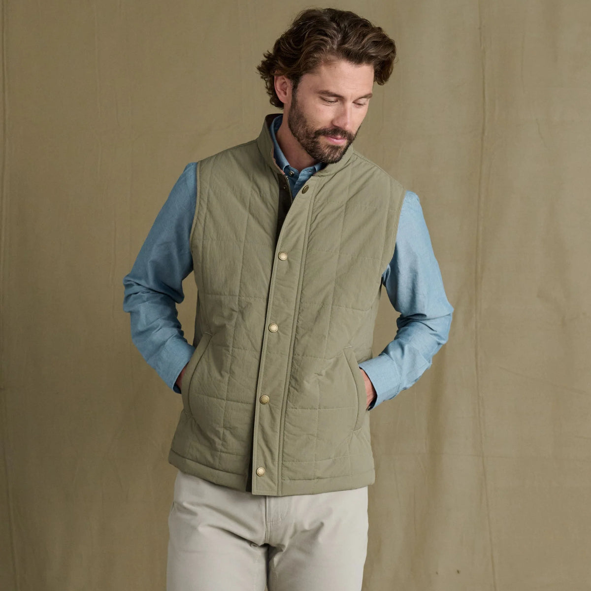 Tom Beckbe Burgess Quilted Vest in Khaki
