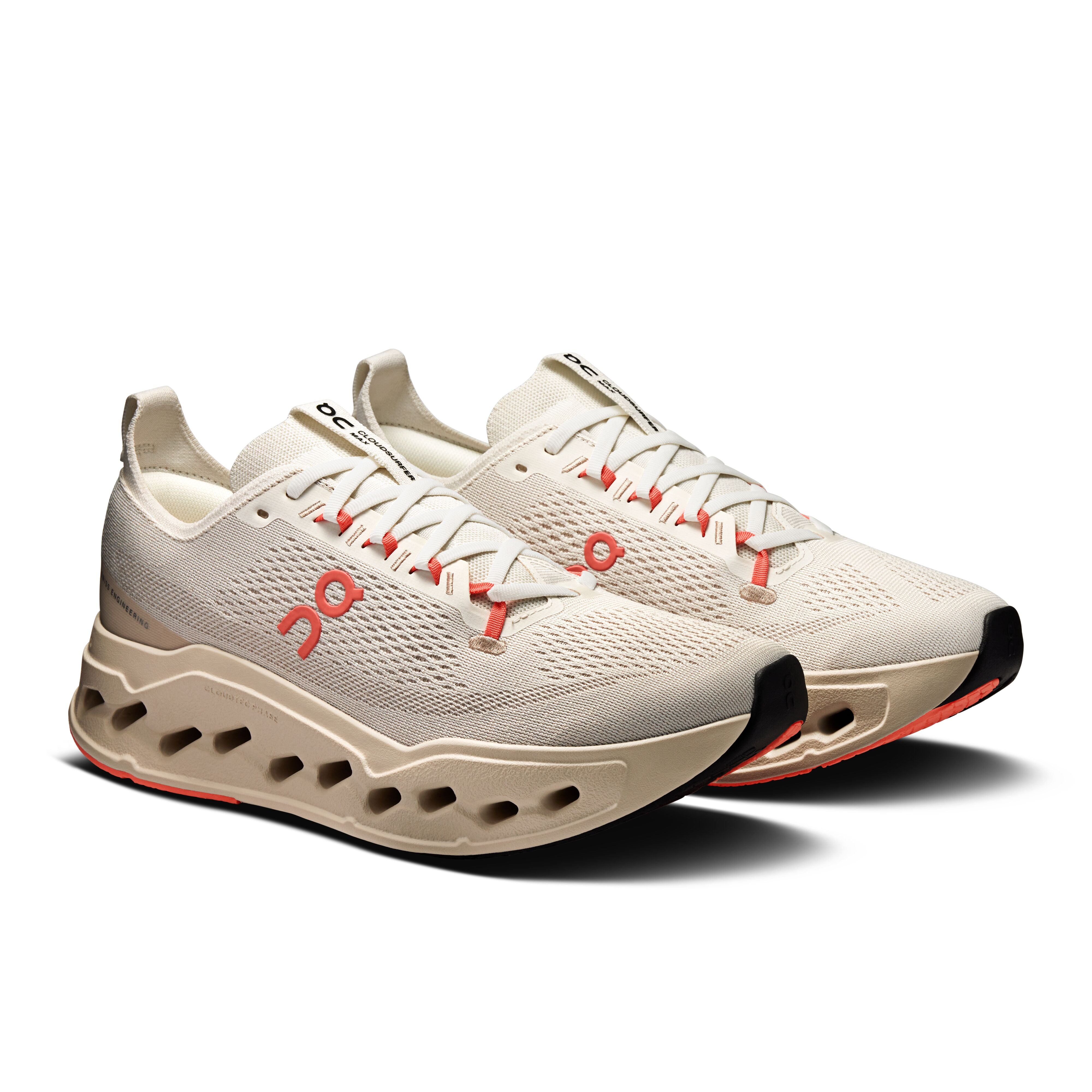 Women's On Cloudsurfer Max Running Shoe in Ivory | Salmon