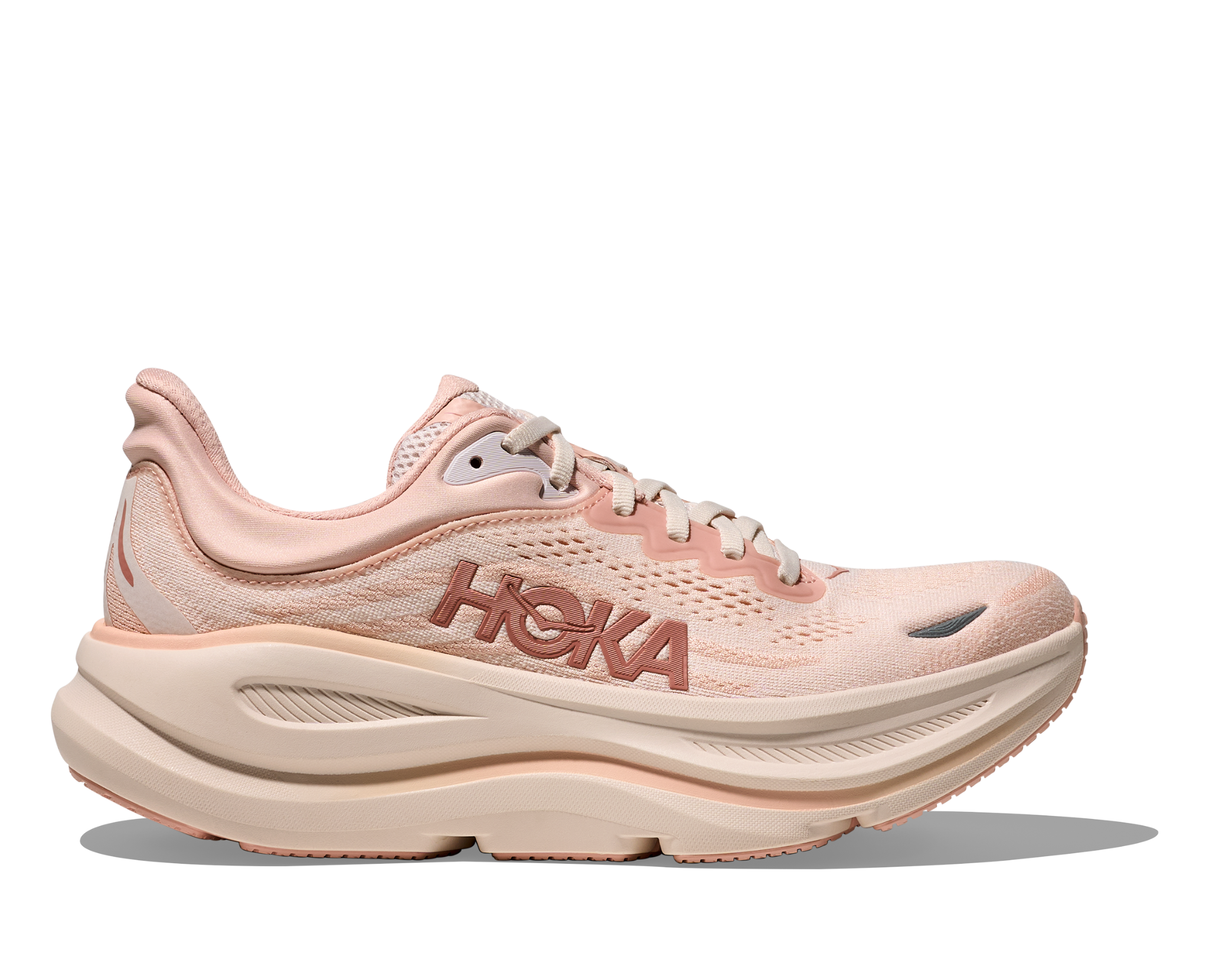 Women's HOKA Bondi 9 Running Shoe in Rose Latte | Rose Cream