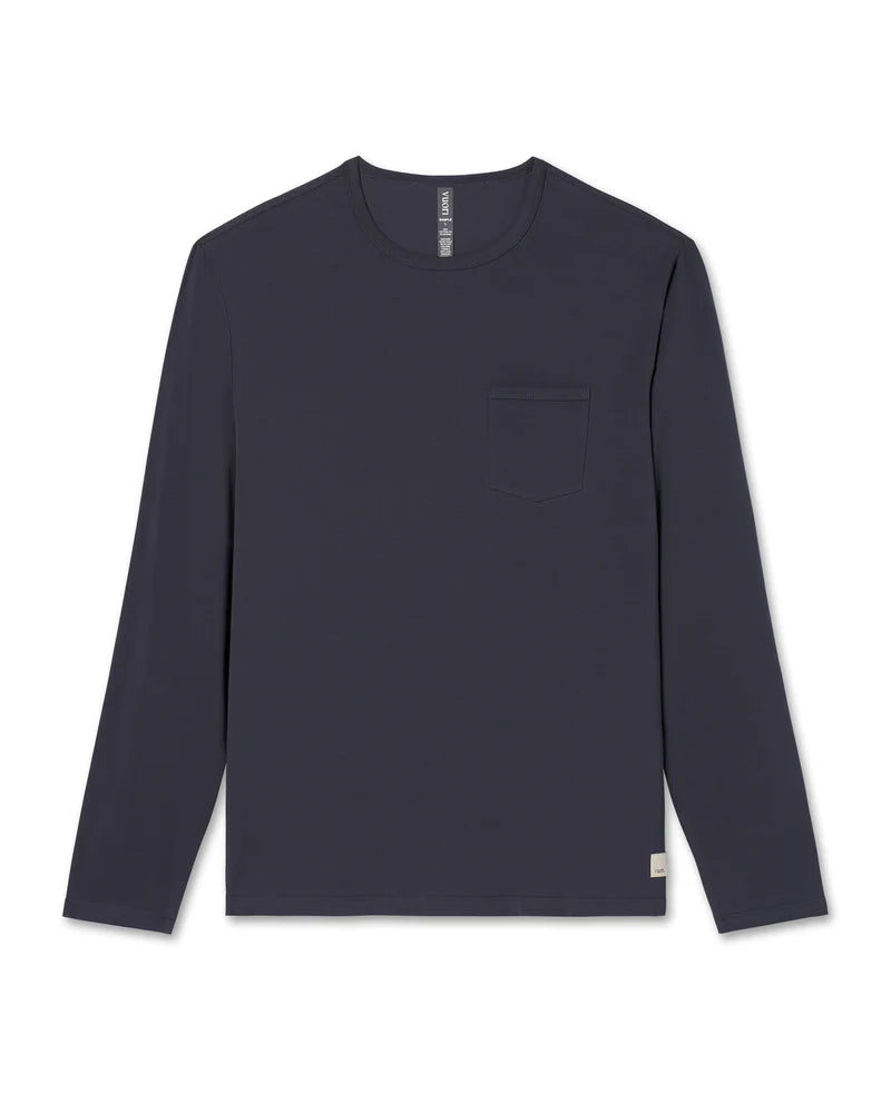 vuori Men's Long Sleeve Feather Tee in Navy
