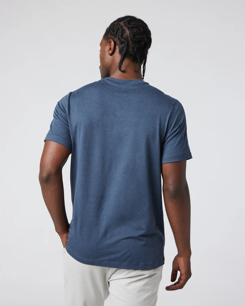 vuori Men's Short Sleeve Ponto Performance Tee in Azure Heather