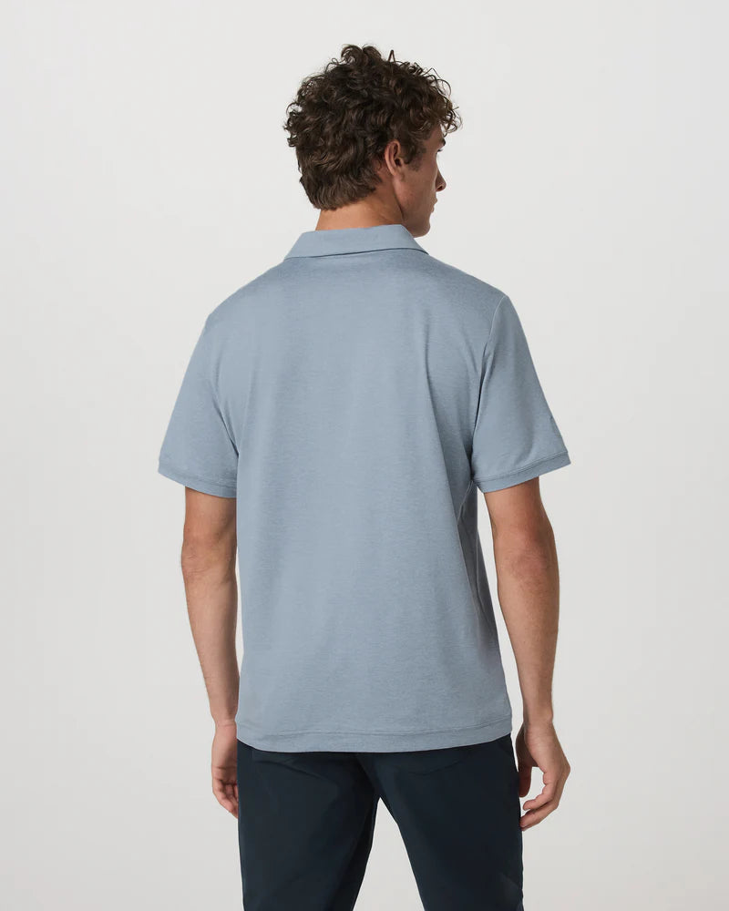 vuori Men's Short Sleeve Ponto Performance Polo in Blue Dusk Heather