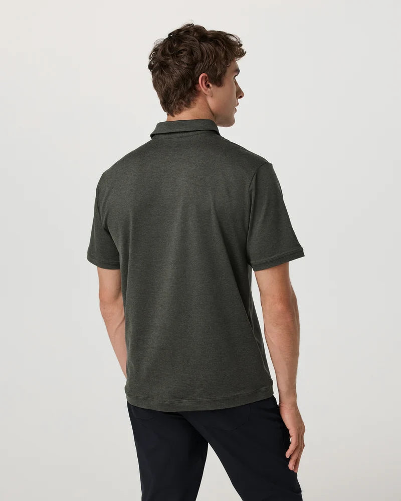 vuori Men's Short Sleeve Ponto Performance Polo in Army Heather
