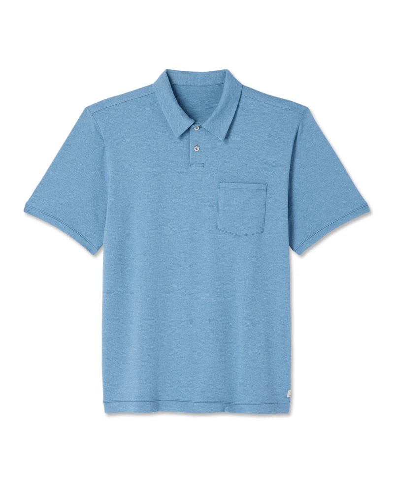 vuori Men's Short Sleeve Ponto Performance Polo in Salty Air Heather
