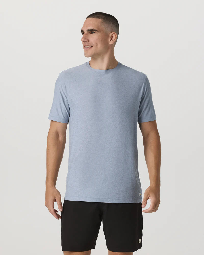 vuori Men's Strato Tech Tee in Blue Dusk Heather