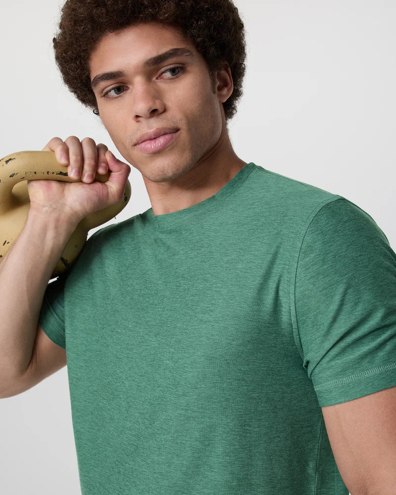 vuori Men's Strato Tech Tee in Hedge Green Heather
