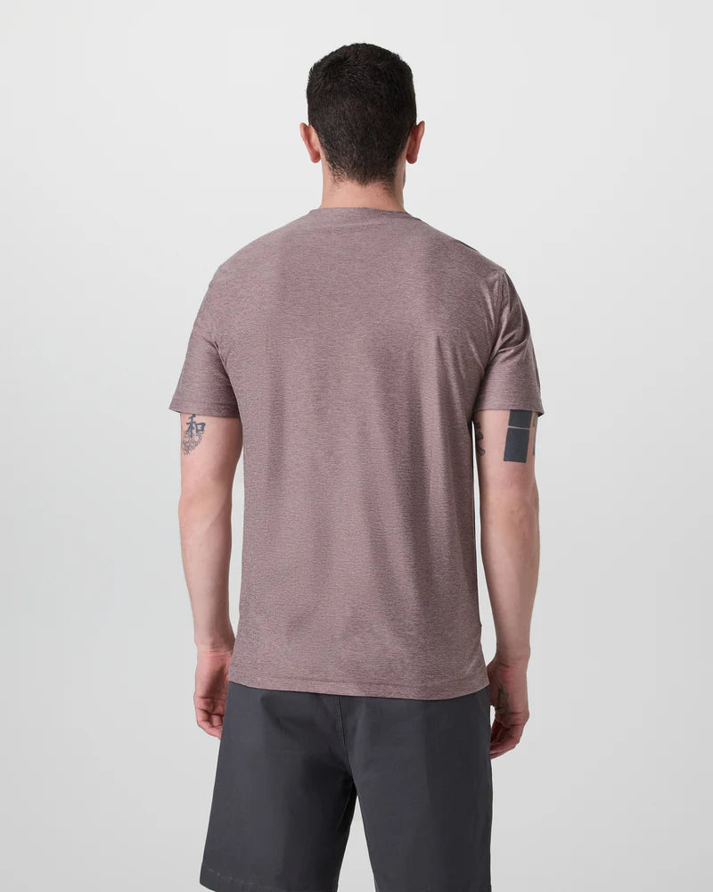 vuori Men's Strato Tech Tee in Dark Umber Heather
