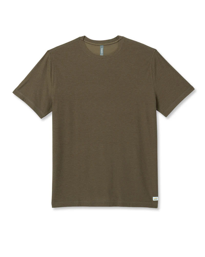 vuori Men's Strato Tech Tee in  Moss Green Heather
