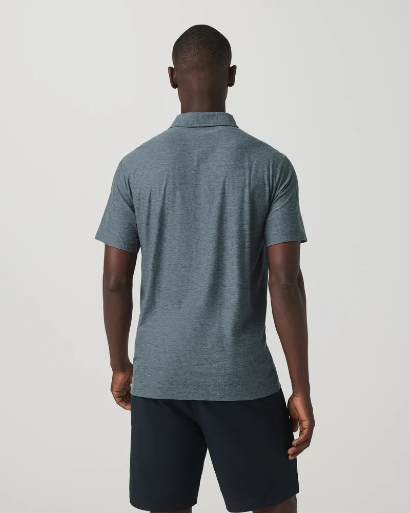 vuori Men's Strato Tech Polo in Blue Sea Heather