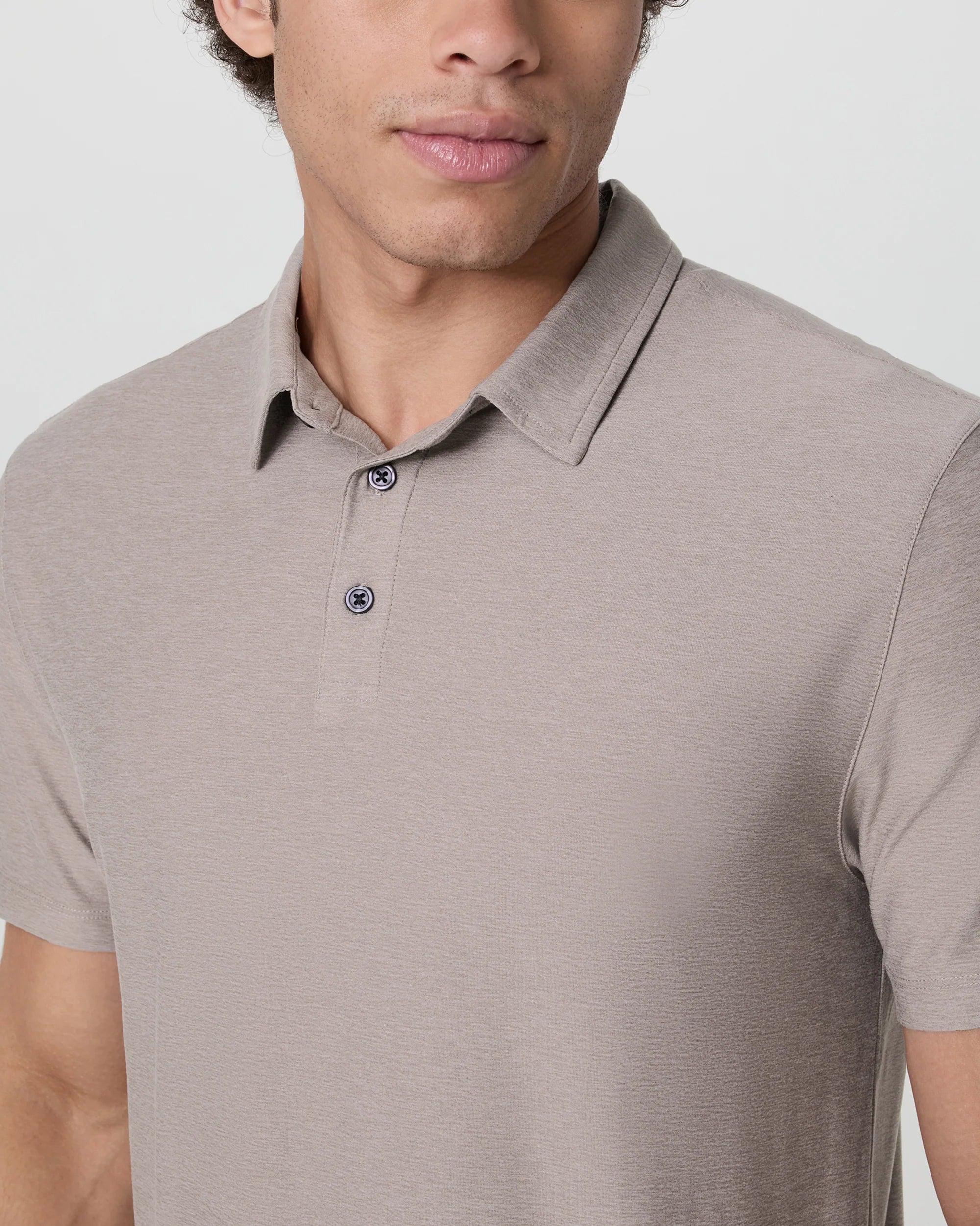 vuori Men's Strato Tech Polo in Mocha Heather