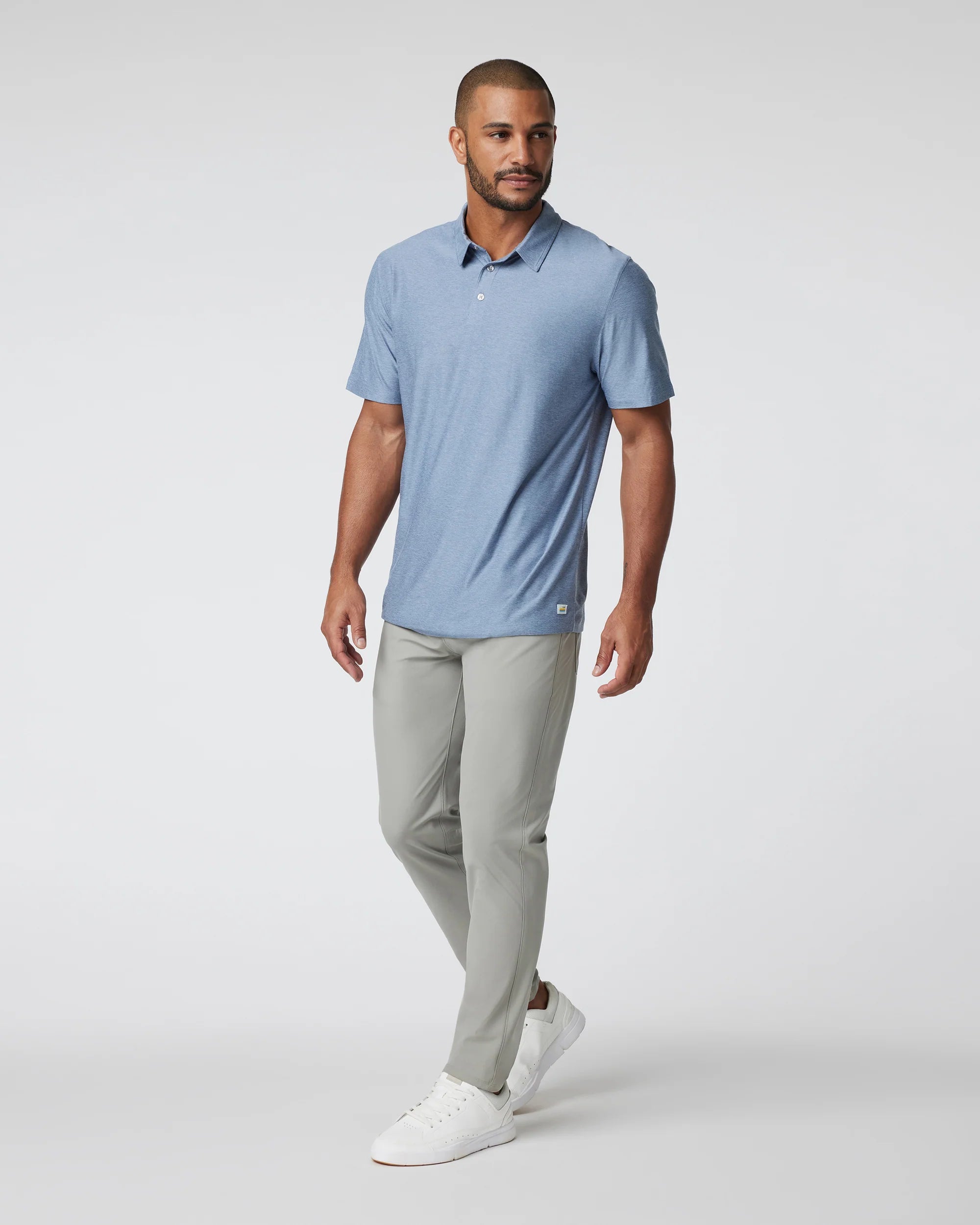 vuori Men's Strato Tech Polo in Chambray Heather