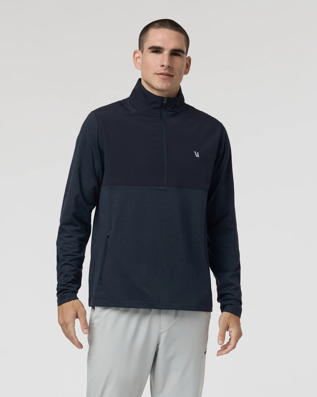 vuori Men's Sunday Element Half Zip in Ink Heather