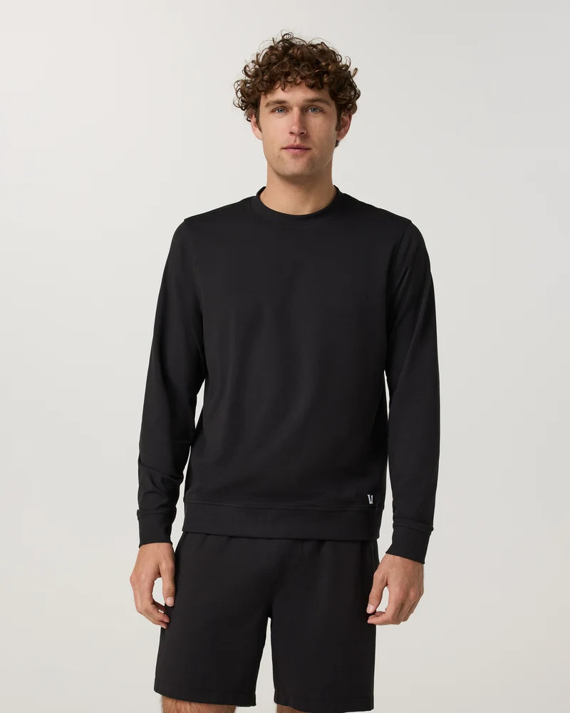 vuori Men's Long Sleeve Ponto Performance Crew in Black Heather