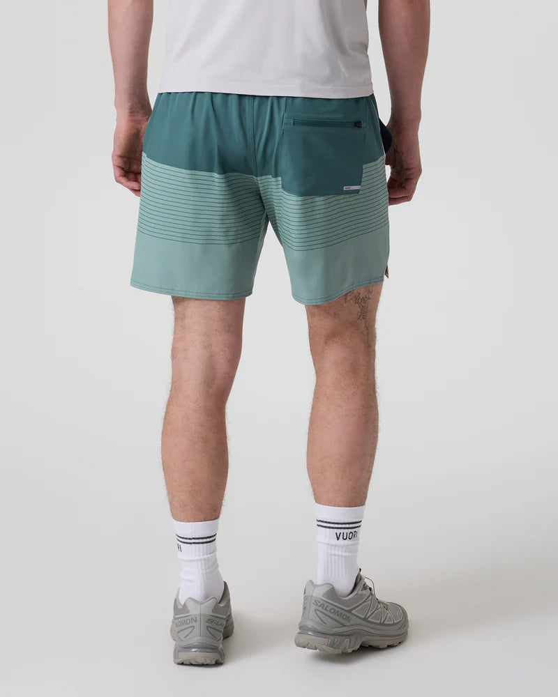vuori Men's Trail Short 2.0 in Light Deep Sea Stripe