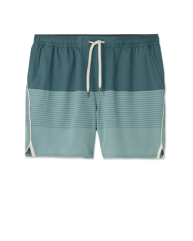 vuori Men's Trail Short 2.0 in Light Deep Sea Stripe
