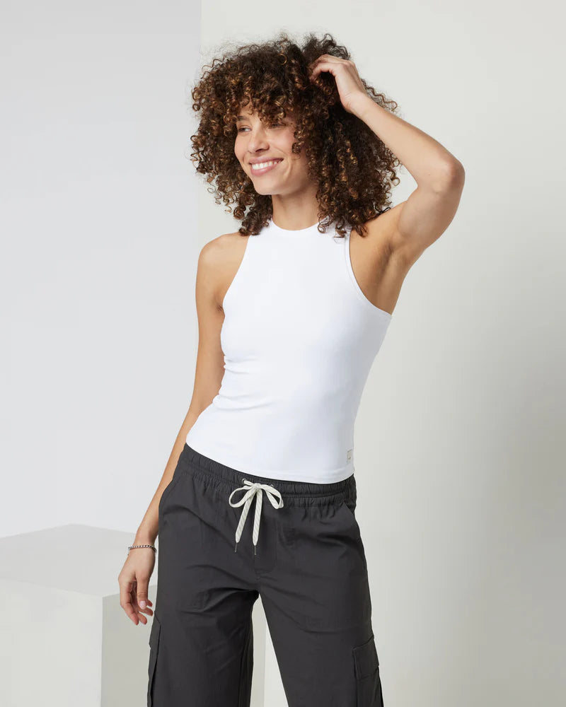 vuori Women's All The Feels Crew Tank in White