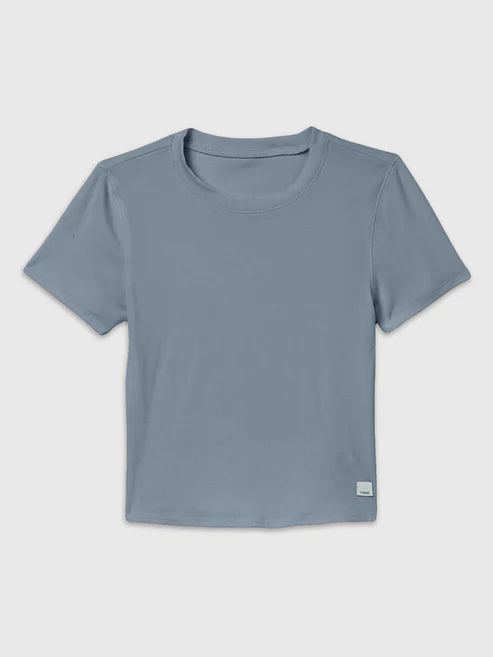 vuori Women's Pose Fitted Tee in Sea Glass