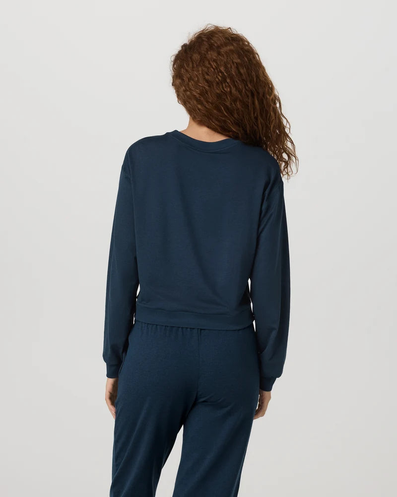 vuori Women's Halo Modern Crew in Blue Coast Heather